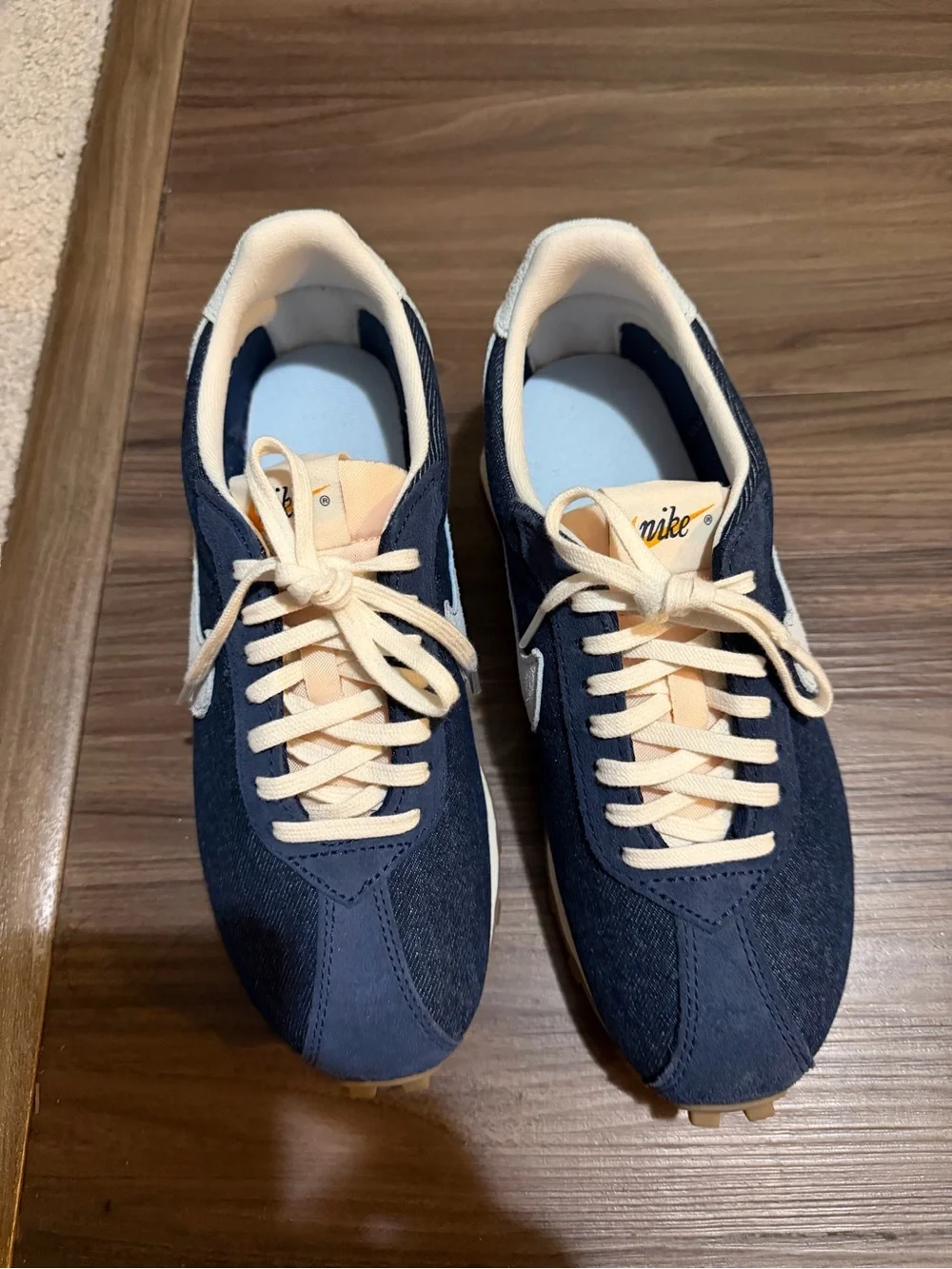 Nike Women’s Navy Denim Suede Sneakers with Cream Laces